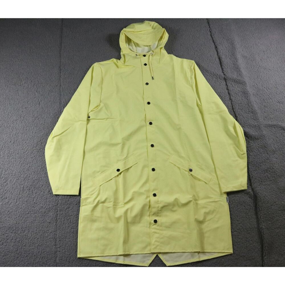 New Rains Raincoat Long Jacket Hood Womens XL Yellow Waterproof